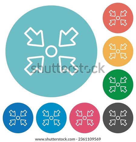 Centering object outline flat white icons on round color backgrounds