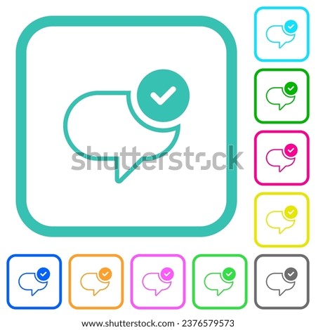 Message sent vivid colored flat icons in curved borders on white background