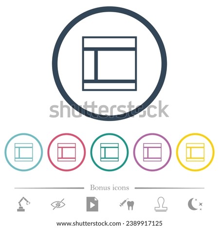 Two columned web layout outline flat color icons in round outlines. 6 bonus icons included.