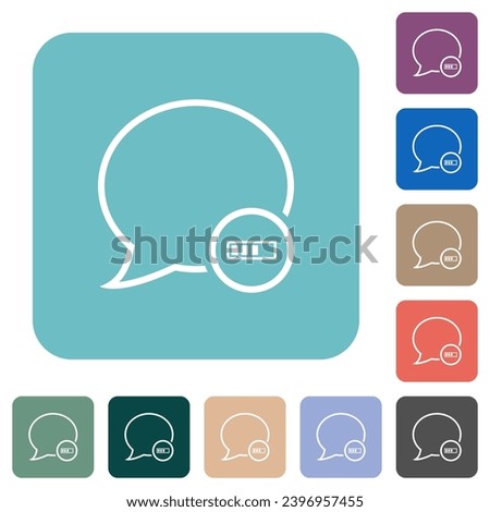 Message processing outline white flat icons on color rounded square backgrounds