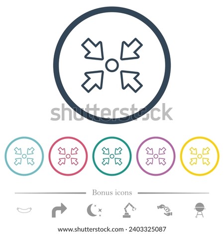 Centering object outline flat color icons in round outlines. 6 bonus icons included.