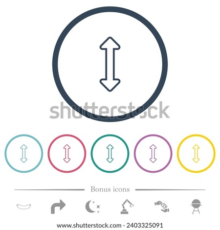 Resize vertical outline flat color icons in round outlines. 6 bonus icons included.