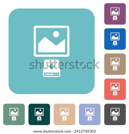 Download image to hard disk white flat icons on color rounded square backgrounds