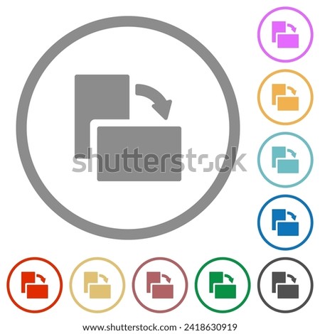 Rotate right solid flat color icons in round outlines on white background