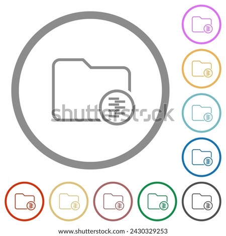Compress directory outline flat color icons in round outlines on white background