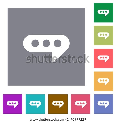 Chat bubble flat icons on simple color square backgrounds