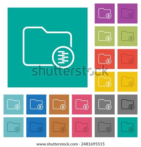 Compress directory outline multi colored flat icons on plain square backgrounds. Included white and darker icon variations for hover or active effects.