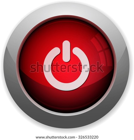 Red glossy power off web button
