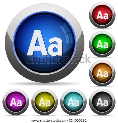 Set of round glossy fontsize buttons. Arranged layer structure.