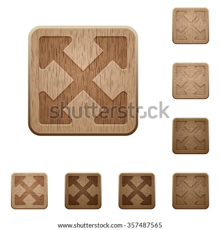 Set of carved wooden Resize full alt buttons in 8 variations.