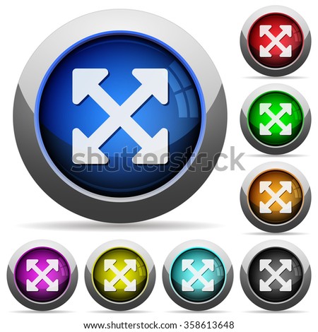 Set of round glossy Resize full alt buttons. Arranged layer structure.