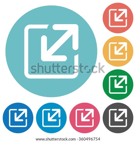 Flat resize icon set on round color background.