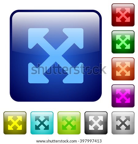 Set of color resize full alt glass web buttons.