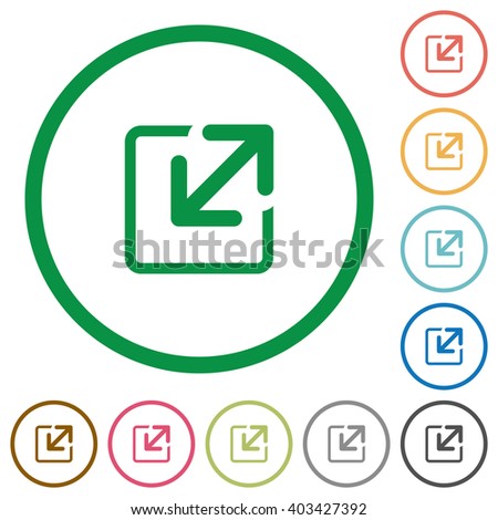 Set of resize window color round outlined flat icons on white background