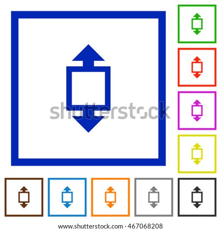 Set of color square framed height tool flat icons