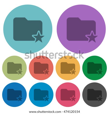 Color Rank folder flat icon set on round background.