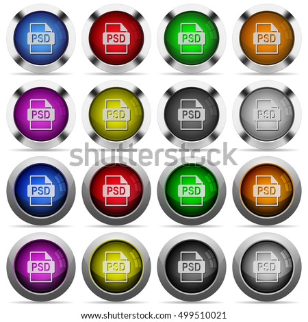 Set of PSD file format glossy web buttons. Arranged layer structure.