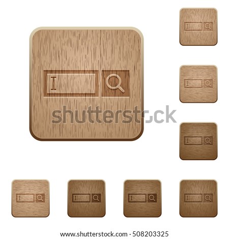 Search box icons in carved wooden button styles