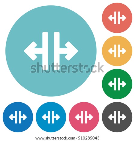 Vertical split white flat icons on color rounded square backgrounds