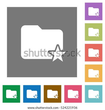 Rank folder flat icons on simple color square background.