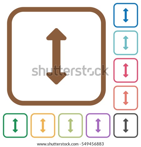 Resize vertical simple icons in color rounded square frames on white background