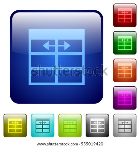 Spreadsheet adjust table column width icons in rounded square color glossy button set