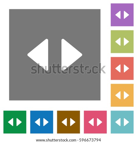 Horizontal control arrows flat icons on simple color square backgrounds