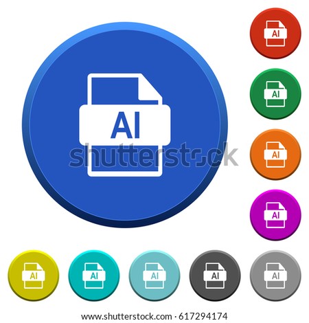 AI file format round color beveled buttons with smooth surfaces and flat white icons