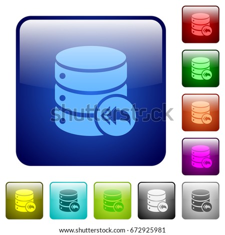 Database loopback icons in rounded square color glossy button set