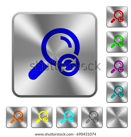 Reset search engraved icons on rounded square glossy steel buttons