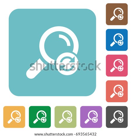 Reset search white flat icons on color rounded square backgrounds