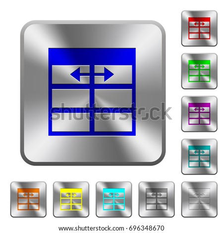 Spreadsheet adjust table column width engraved icons on rounded square glossy steel buttons