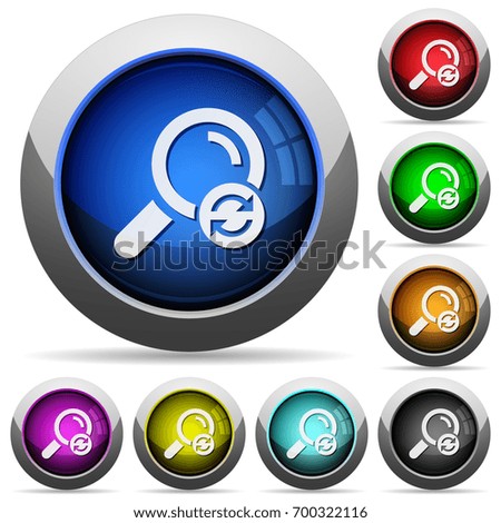 Reset search icons in round glossy buttons with steel frames