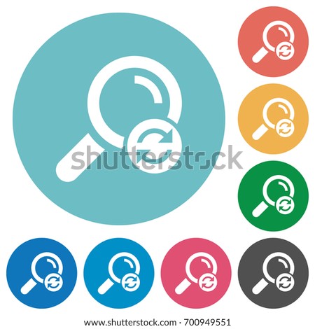 Reset search flat white icons on round color backgrounds