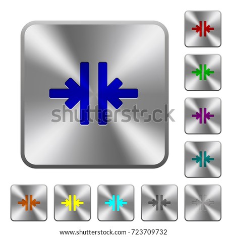 Vertical merge tool engraved icons on rounded square glossy steel buttons