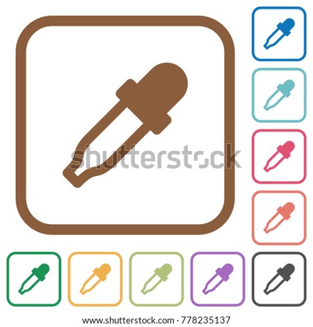 Color picker simple icons in color rounded square frames on white background