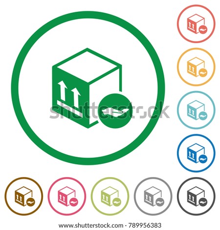 Package insurance flat color icons in round outlines on white background