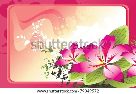 purple flowers with a purple frame vector