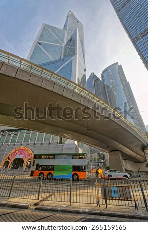Skyscraper and street view in central Hong Kong (Hong Kong island)