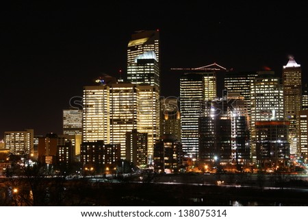 CALGARY- OCTOBER 4: Calgary at night is considered a beta- world city by the Globalization and World Cities study group and tied for 5th best city to live in. Oct 4 2006 Calgary Canada.