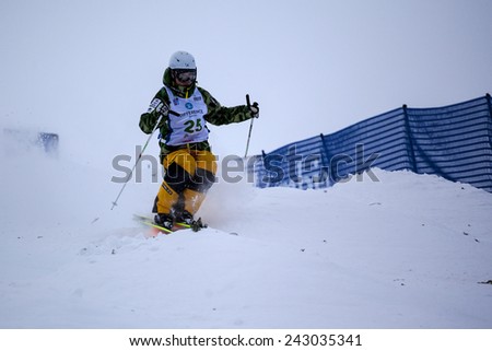 CALGARY CANADA JAN  3  2015.  FIS Freestyle Ski World Cup, Winsport, Calgary Ms. Azusa Ito from Japan  at the Mogul Free Style World Cup on race day.