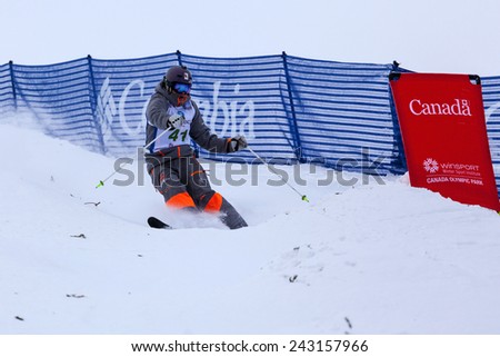 CALGARY CANADA JAN 3 2015. FIS Freestyle Ski World Cup, Winsport, Calgary Ms. Katharina Foerester from Germany  at the Mogul Free Style World Cup on race day.
