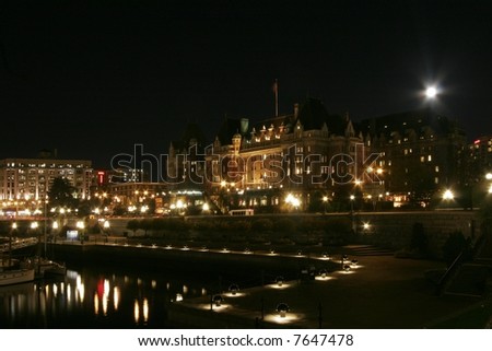 Victorian architecture at night