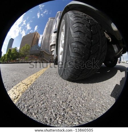 Big Tire  in fish eye view