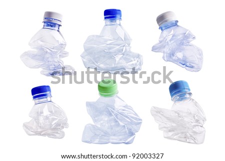 Similar – Image, Stock Photo Empty plastic squashed bottles collected to recycling