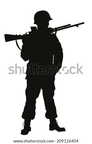 Second World War Soldier With Riffle Detailed Vector Silhouette. Eps 8 ...