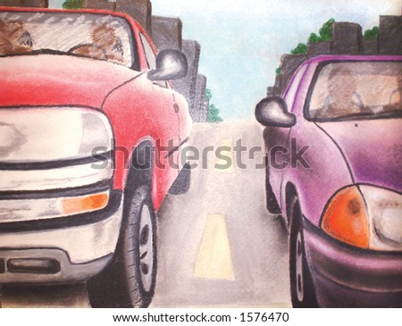 Two cars stopped