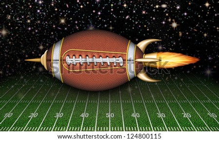 Illustration of a football as a spaceship.