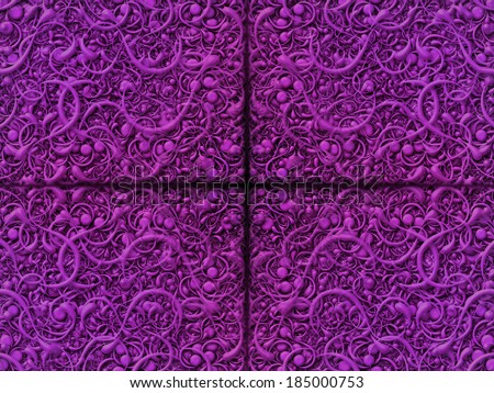 Digitally created pattern of intricate scrolling shapes.