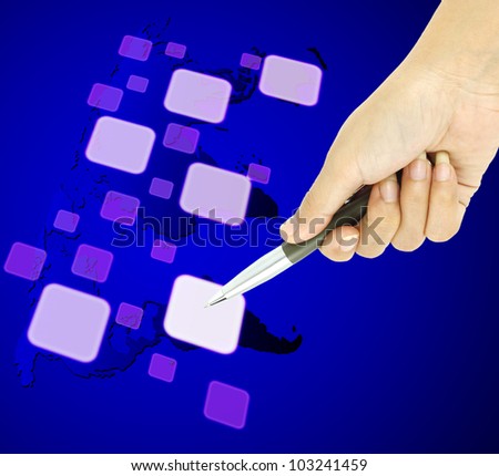 a pen pointer on a touch screen interface